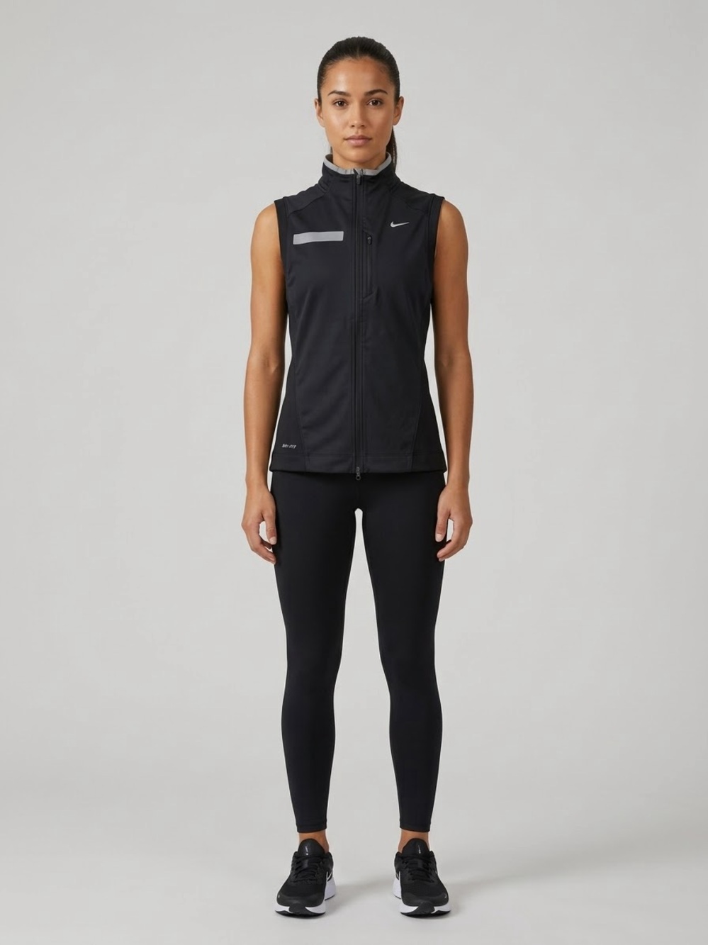 Nike Running Dri-FIT Full Zip Sleeveless Vest Jacket Lightweight Reflective
